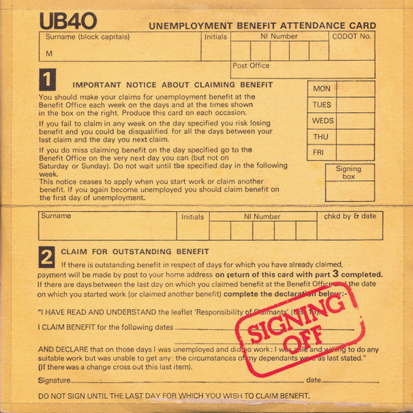 UB40 - Signing Off (SECONDHAND)